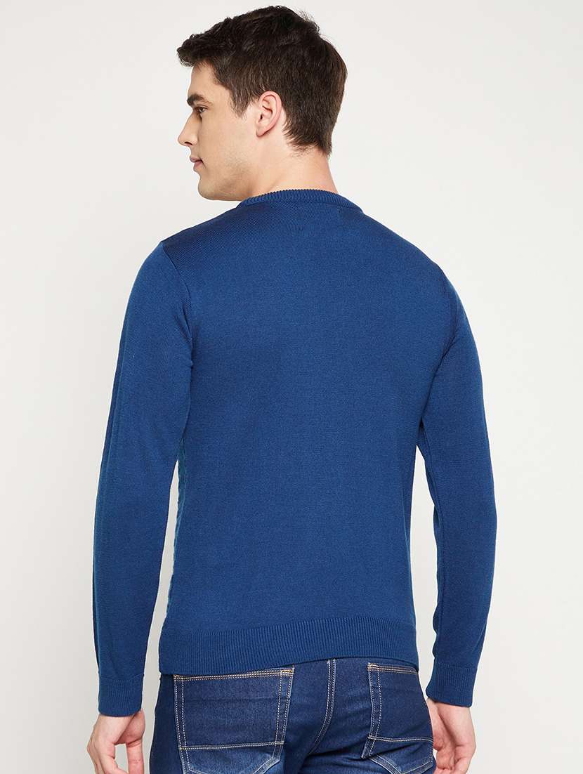 navy blue self designed pullover - 18522559 -  Standard Image - 2