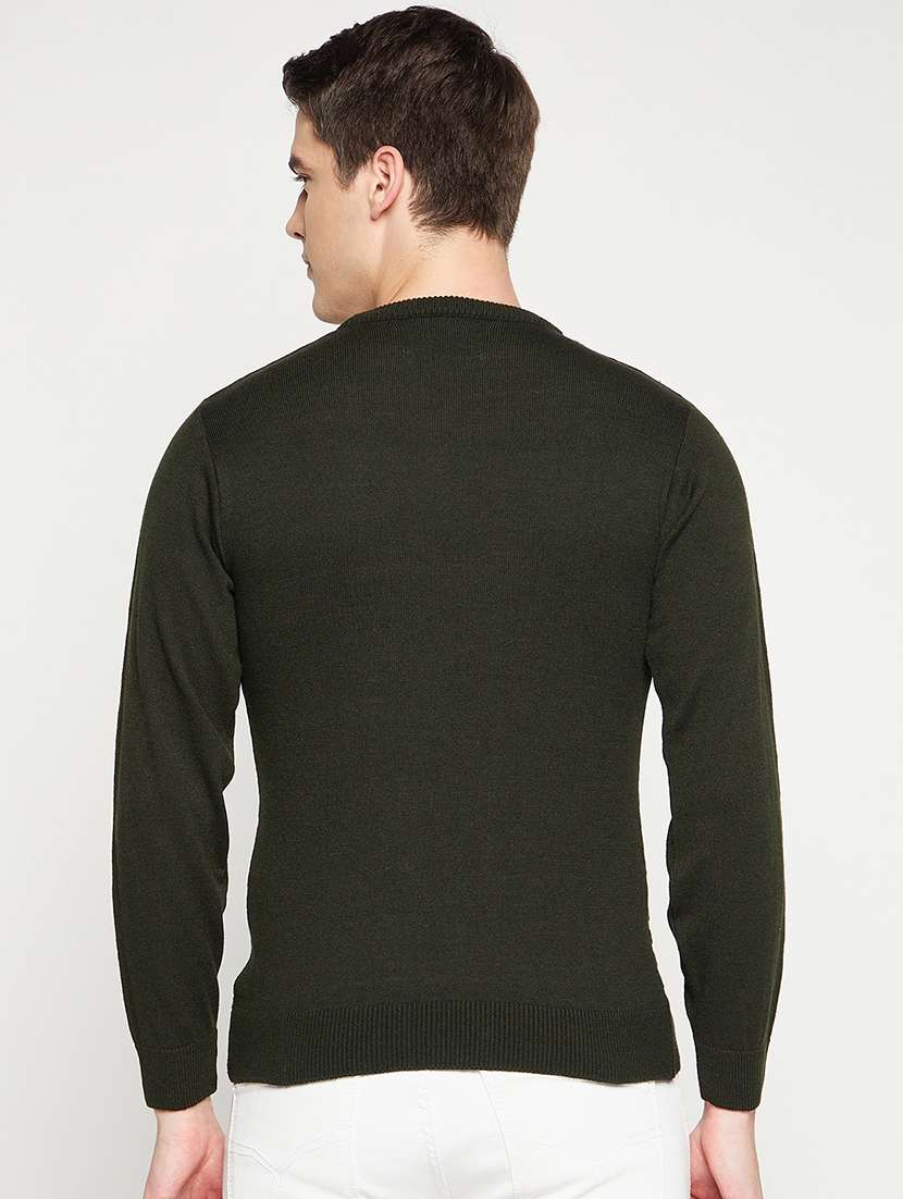olive green self designed pullover - 18522560 -  Standard Image - 2
