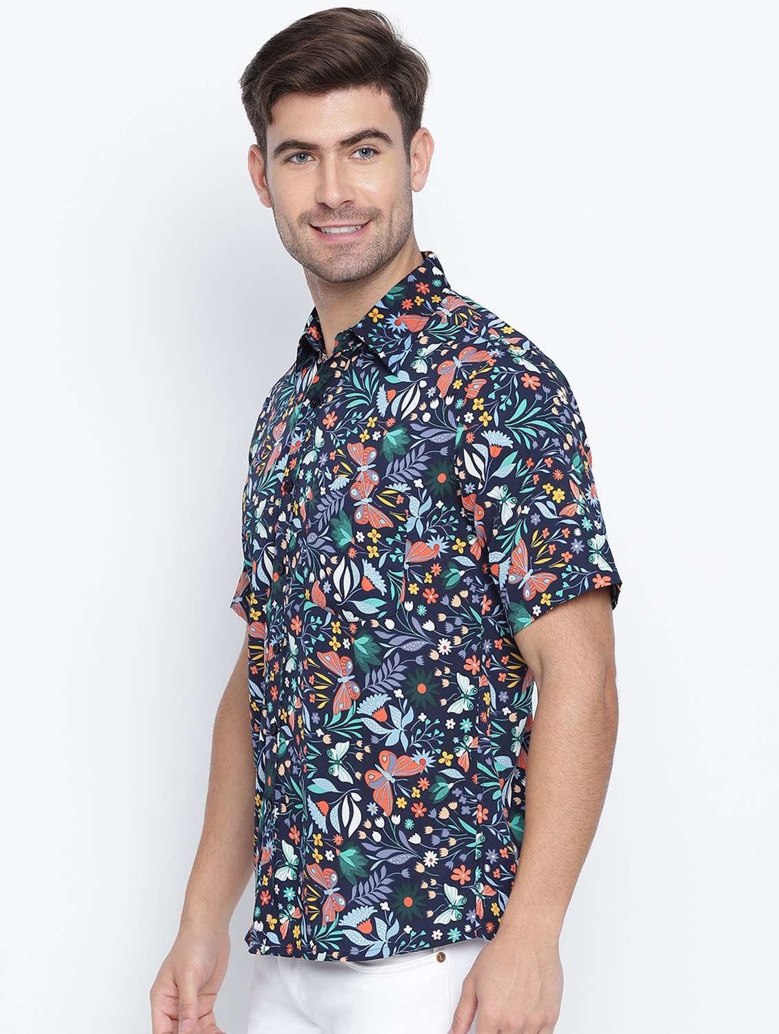 navy printed casual shirt - 18523576 - Standard Image - 2