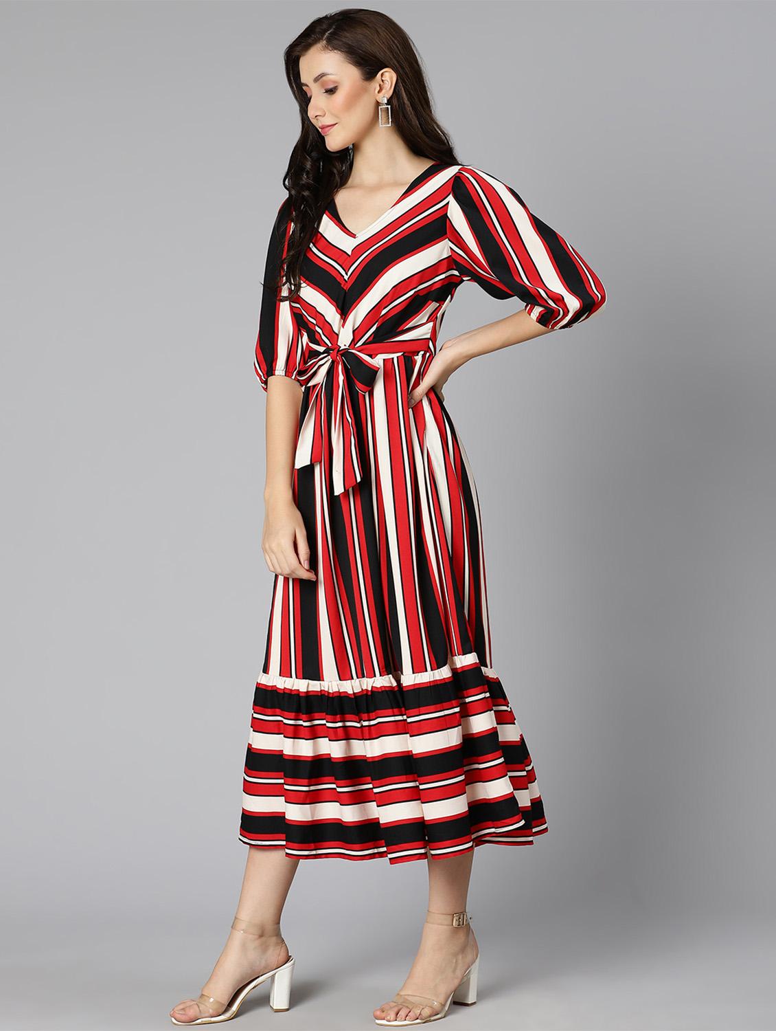women's tiered dress striped dress - 18523615 - Standard Image - 2