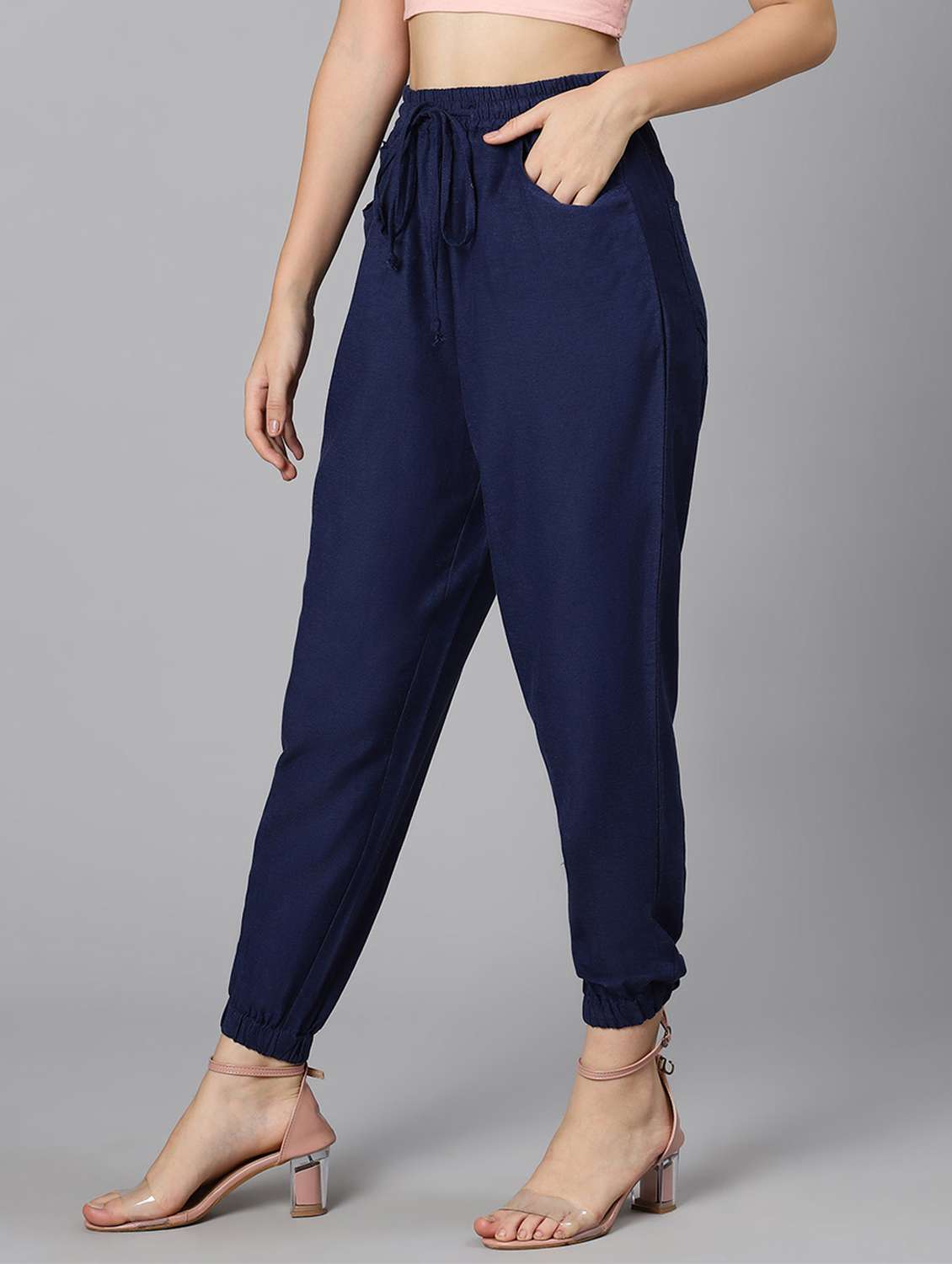 navy blue solid jogger - 18523656 -  Standard Image - 2
