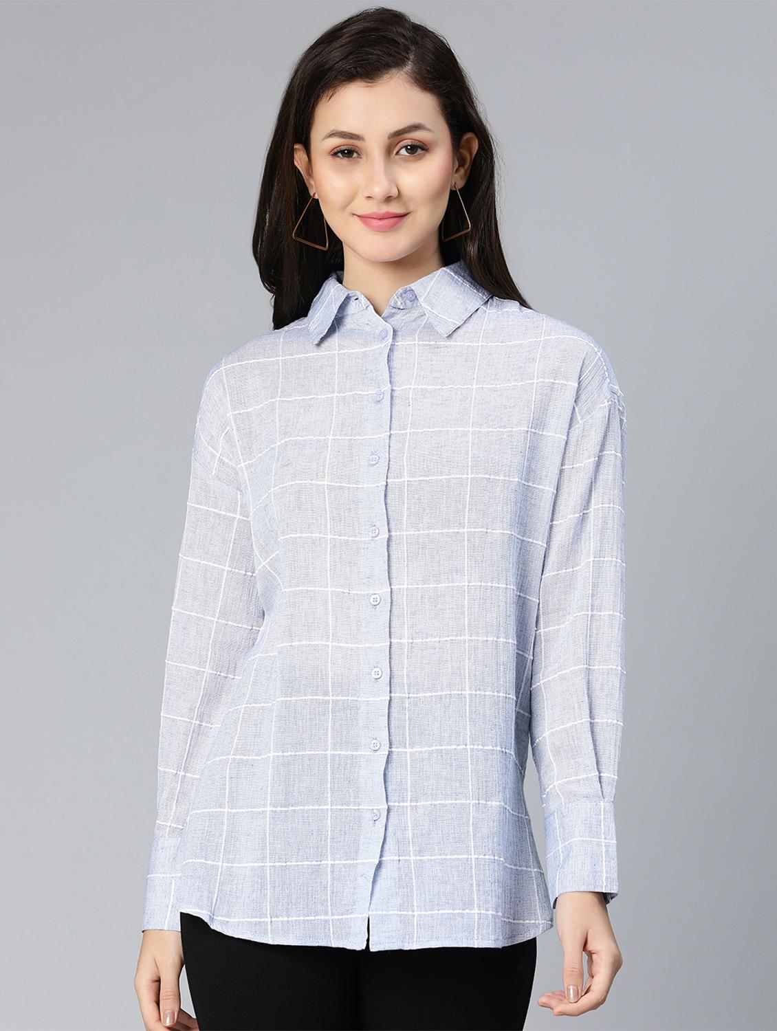 blue checkered regular shirt - 18523662 - Zoom Image - 0