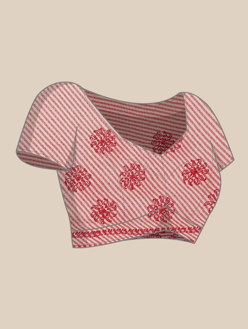 ada hand-embroidered red kota leheriya saree with chikankari work with blouse - 18524409 - Standard Image - 2