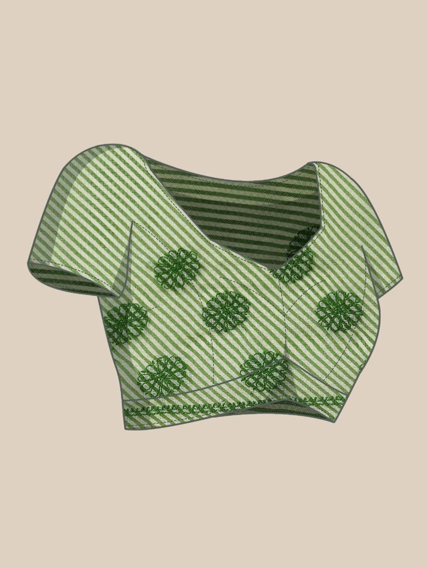 ada hand-embroidered green kota leheriya saree with chikankari work with blouse - 18524410 - Standard Image - 2