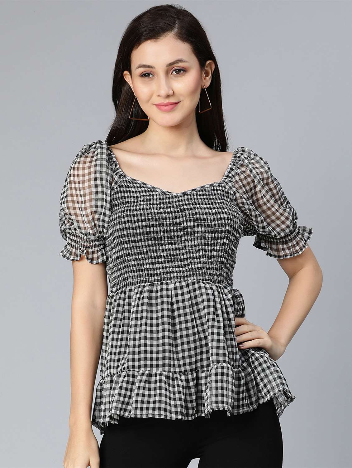 women's tiered sweetheart neck top - 18524591 - Zoom Image - 0