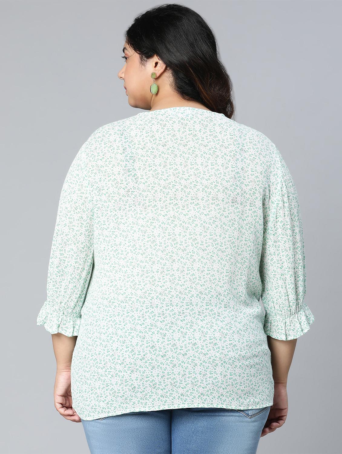 v neck floral printed plus size shirt - 18524604 - Standard Image - 2