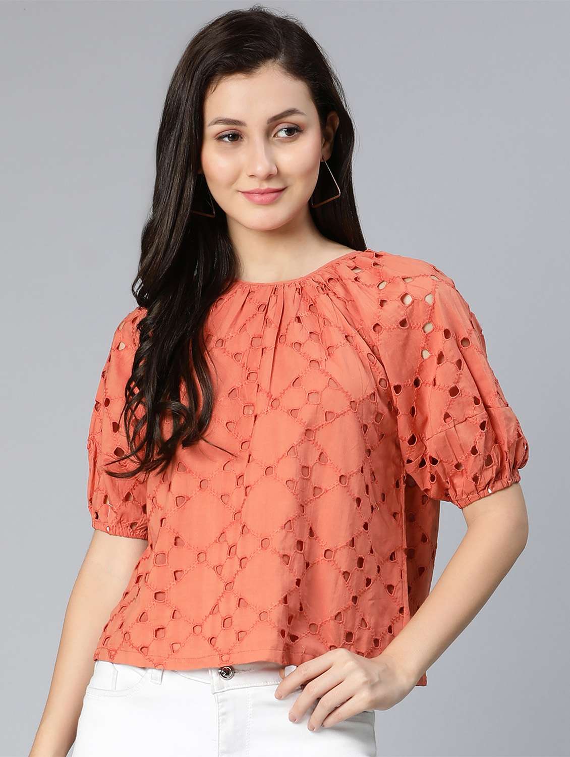 women's crop round neck top