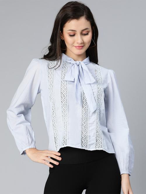 women's ruffle tie-up neck top - 18524616 -  Standard Image - 0