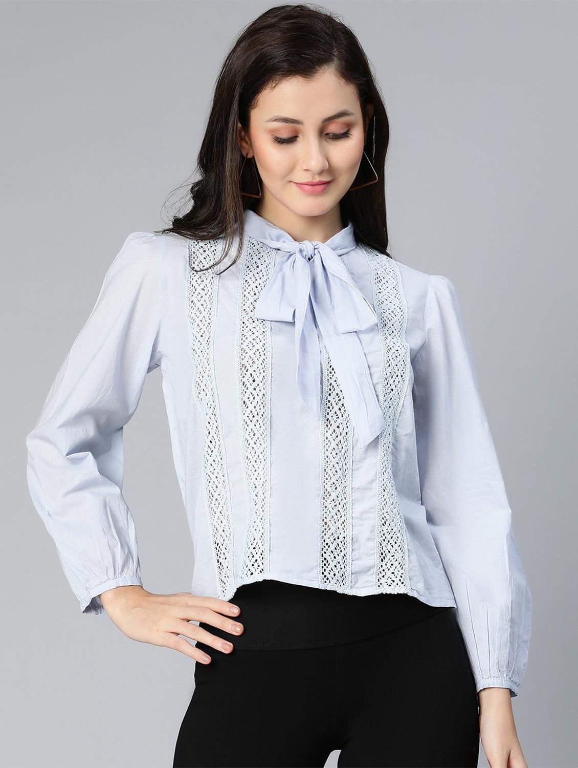 women's ruffle tie-up neck top - 18524616 -  Zoom Image - 0