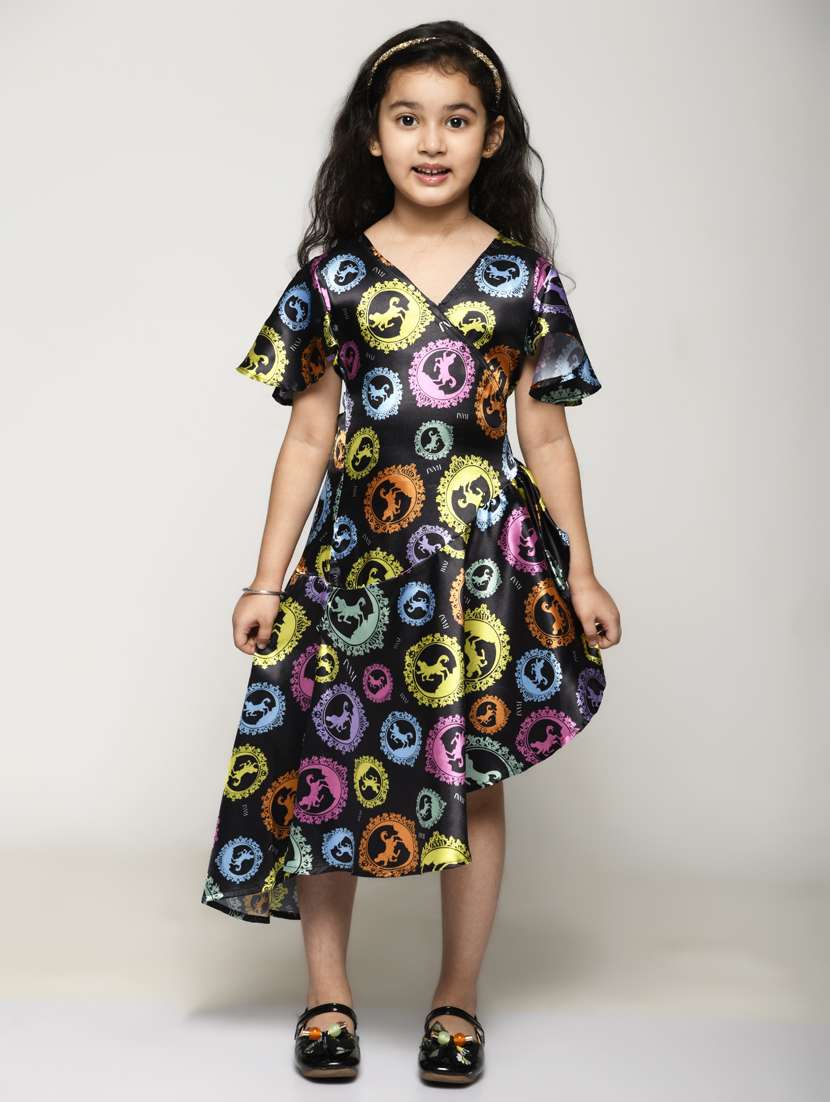 girls v neck short sleeves frock