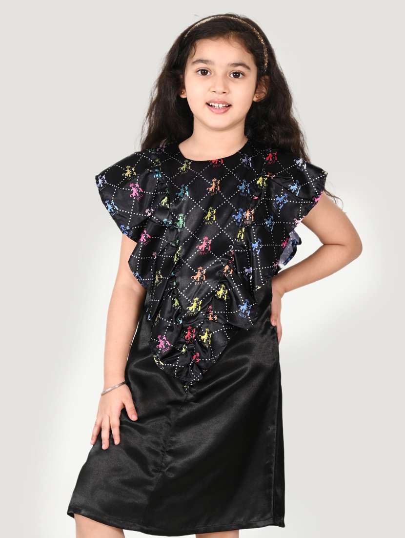 girls round neck short sleeves frock