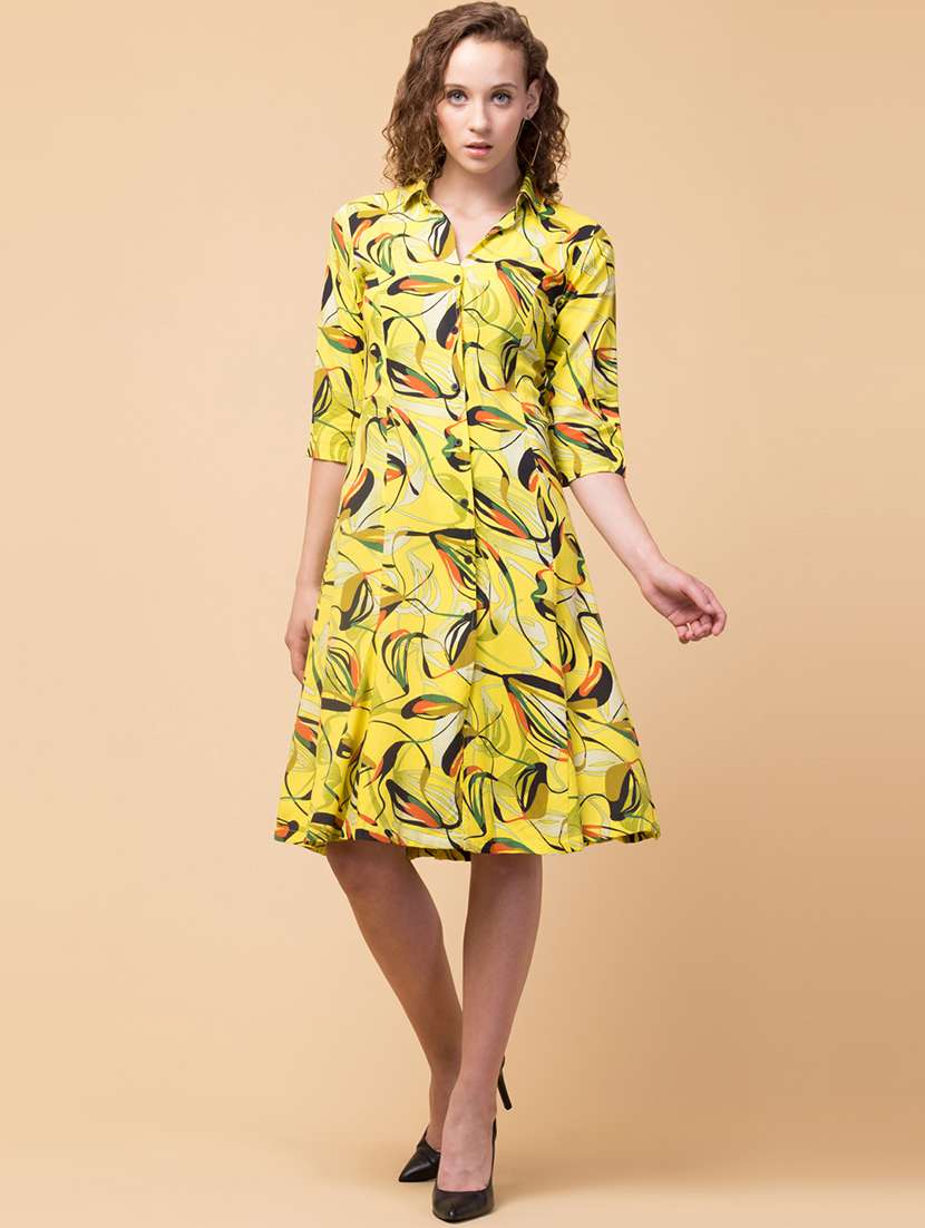 shirt collar printed shirt dress