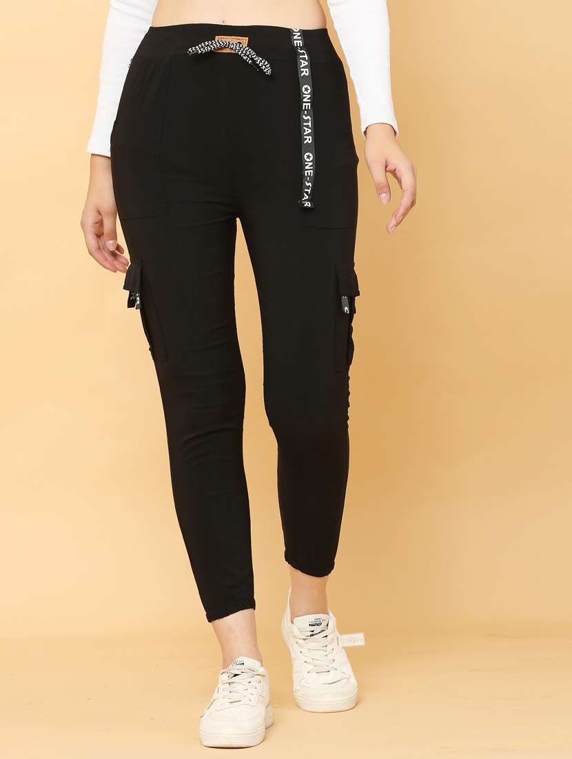 draw string waist solid jogger