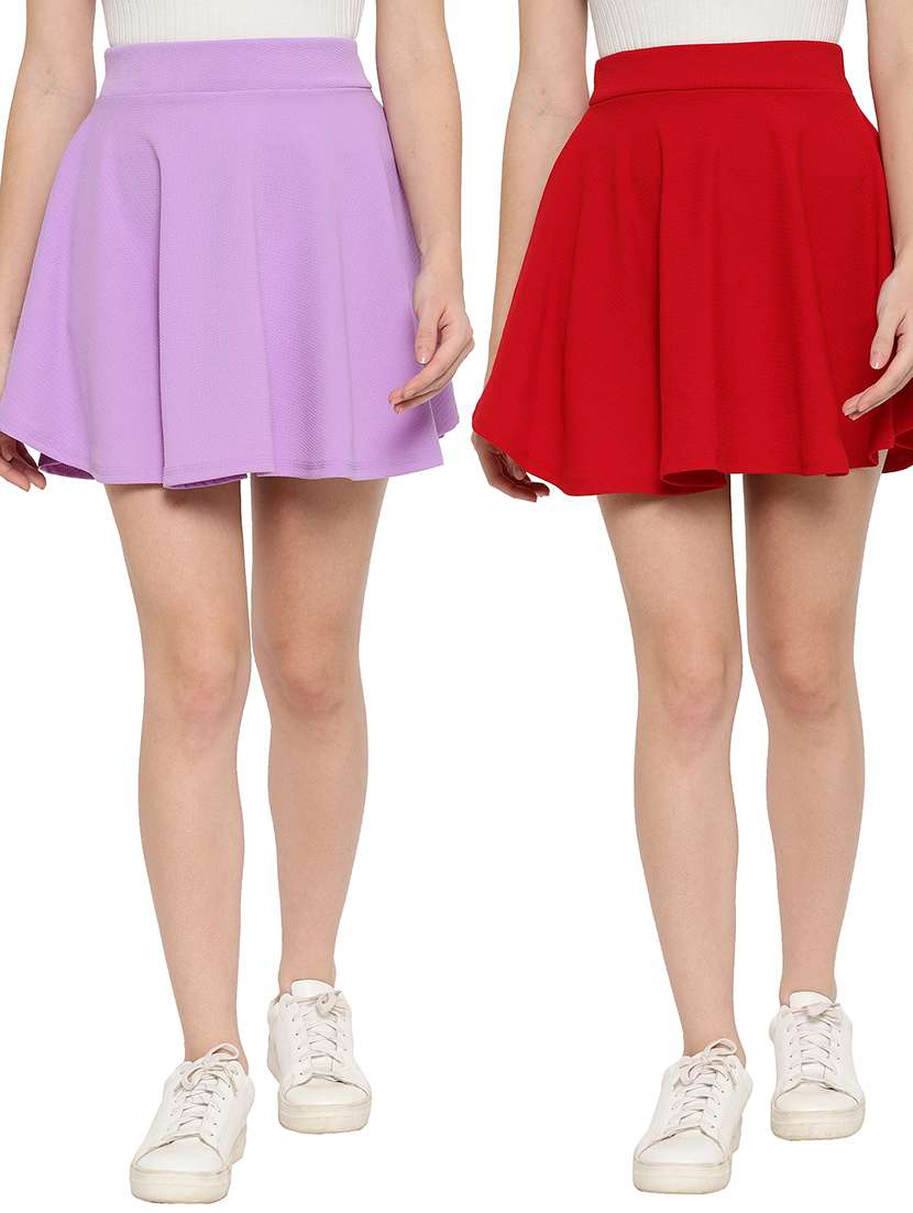 pack of 2 solid skater skirt 