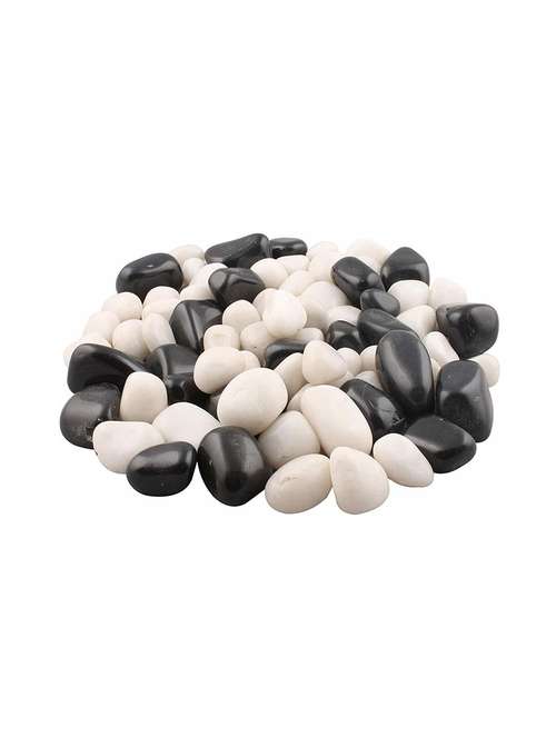 stone natural river pebbles for indoor outdoor garden & aquarium decoration (black&white, 5kg) - 18526461 - Standard Image - 0