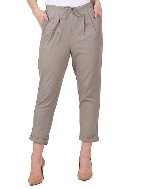 mid rise solid peg trousers trouser - 18526993 - Standard Image - 0