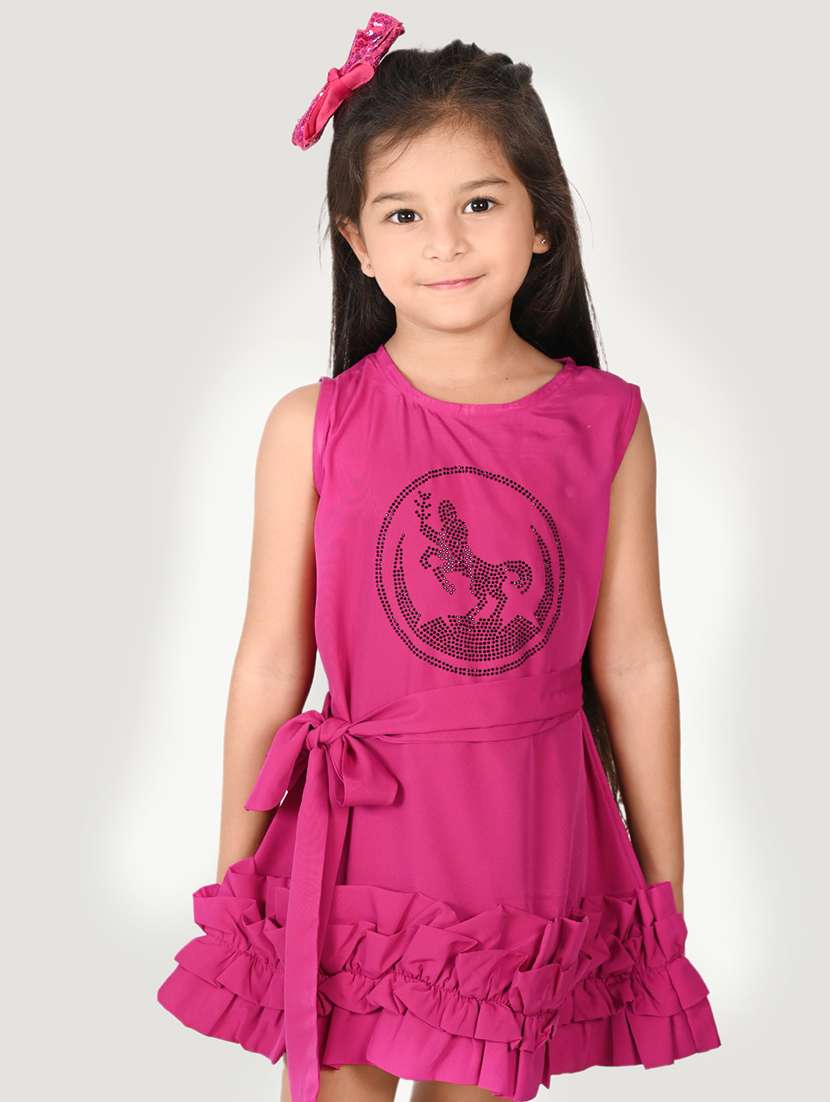 girls round neck sleeveless frock