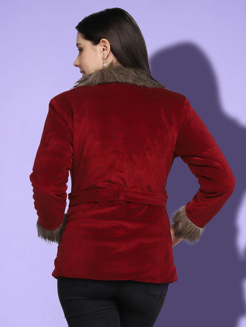 lapel neck solid fur jacket - 18528514 -  Standard Image - 2