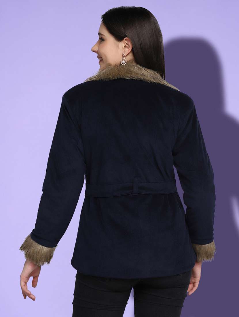 lapel neck solid fur jacket - 18528516 -  Standard Image - 2