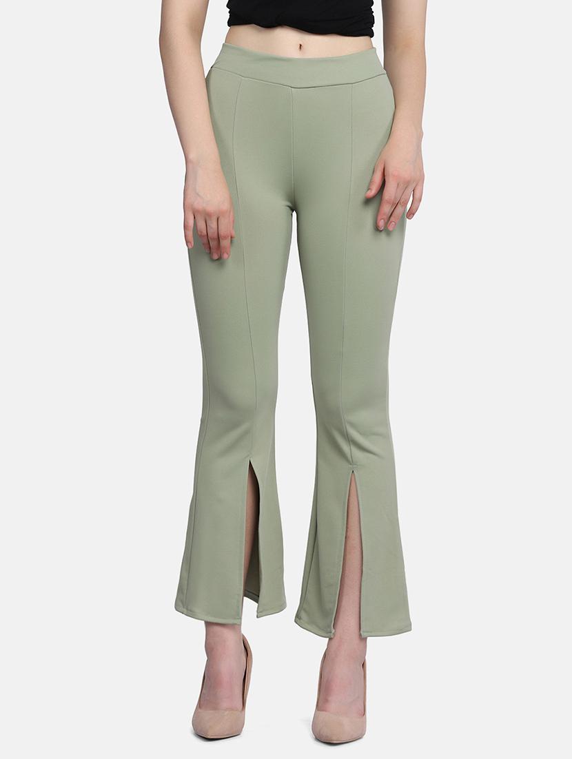 women solid bootcut trouser