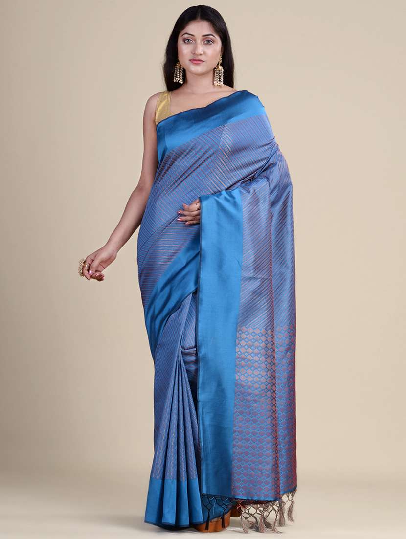 self design zari work woven saree with blouse