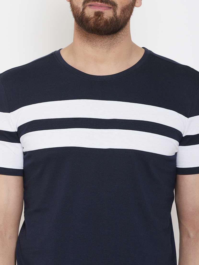 crew neck stripes cut & sew t-shirt - 18528742 -  Standard Image - 2
