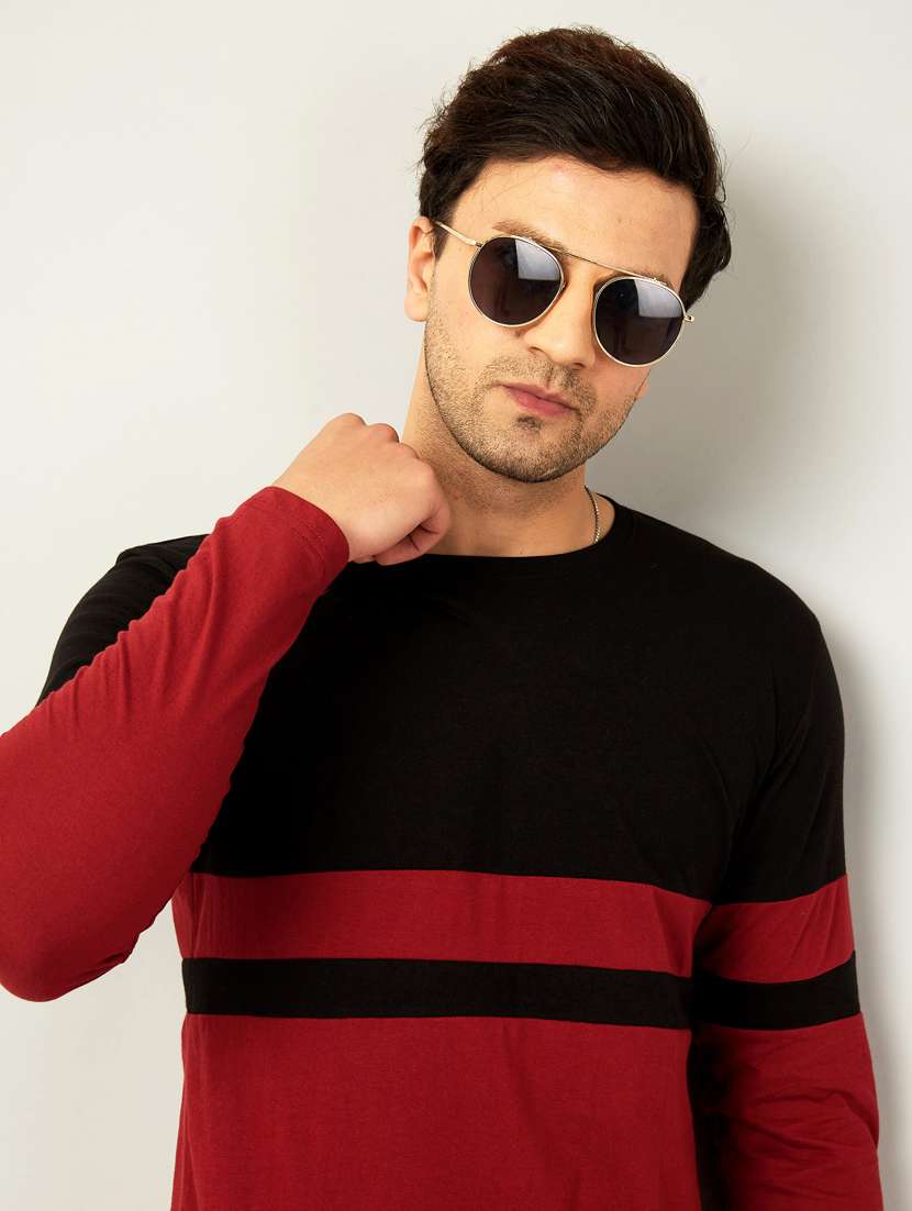 round neck color blocked t-shirt - 18528752 -  Standard Image - 2