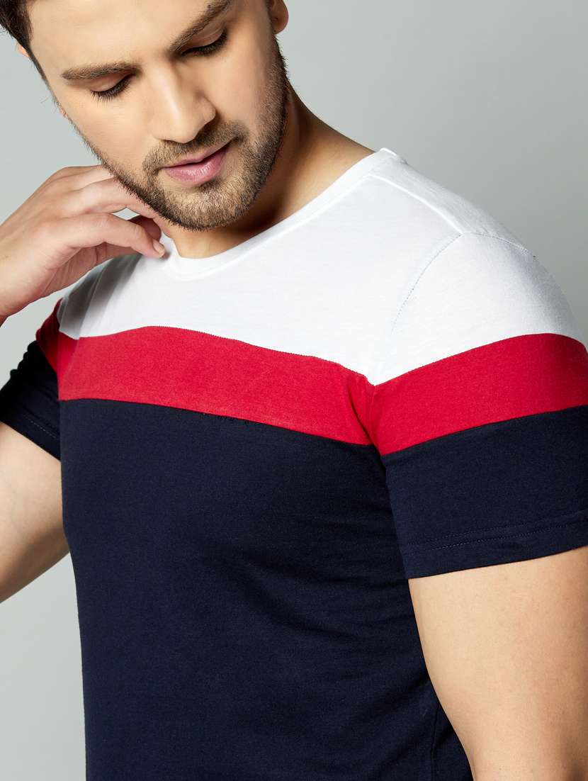 round neck color blocked t-shirt - 18528787 -  Standard Image - 2