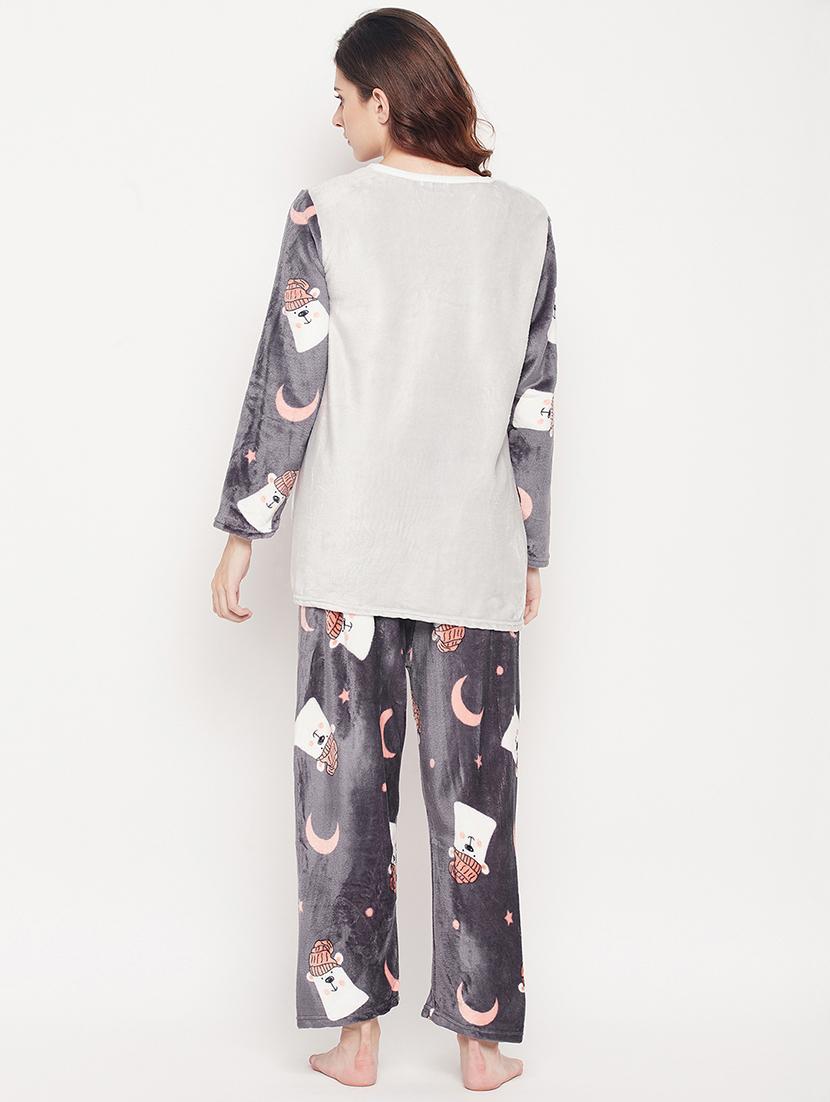 quirky printed top and pyjama nightwear set - 18528975 - Standard Image - 2
