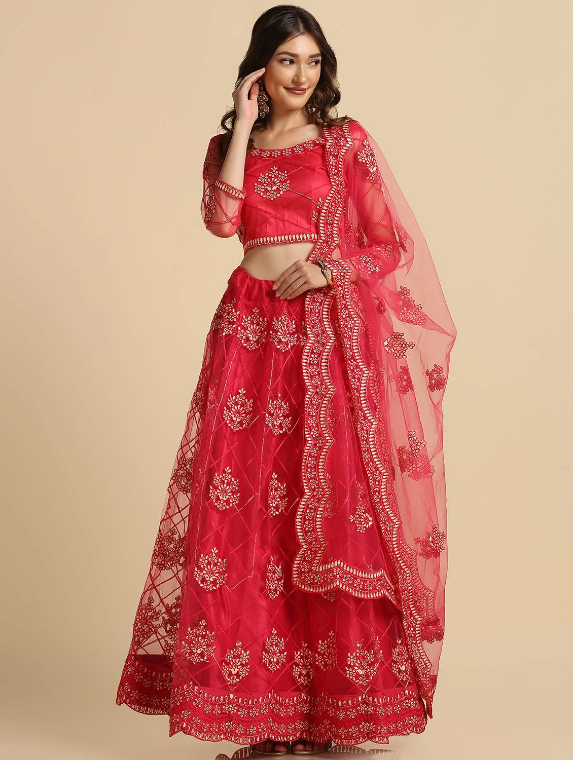 embroidered semi-stitched lehenga choli with dupatta