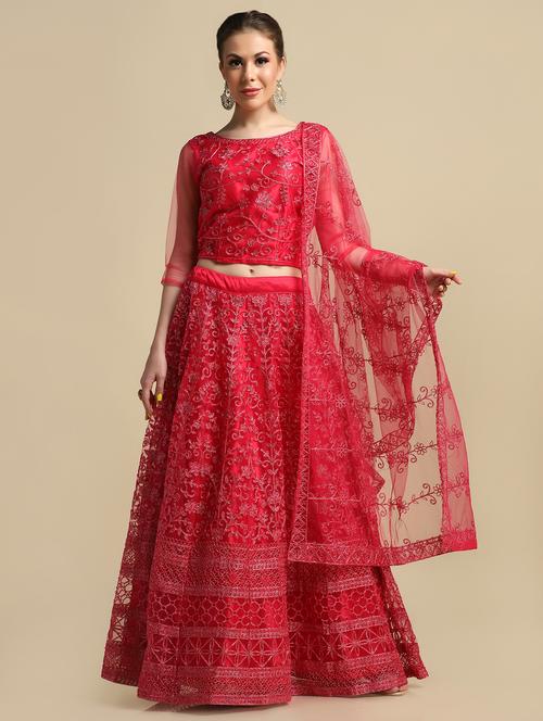 embroidered semi-stitched lehenga choli with dupatta - 18529268 - Standard Image - 0