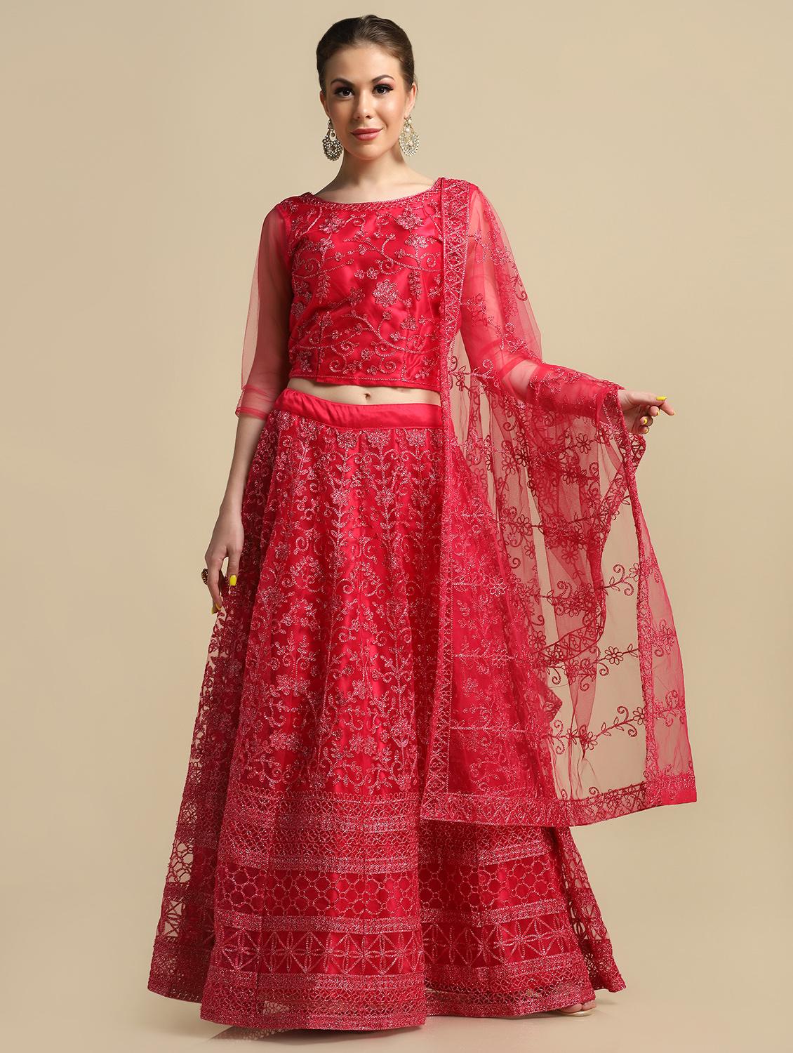 embroidered semi-stitched lehenga choli with dupatta - 18529268 - Zoom Image - 0