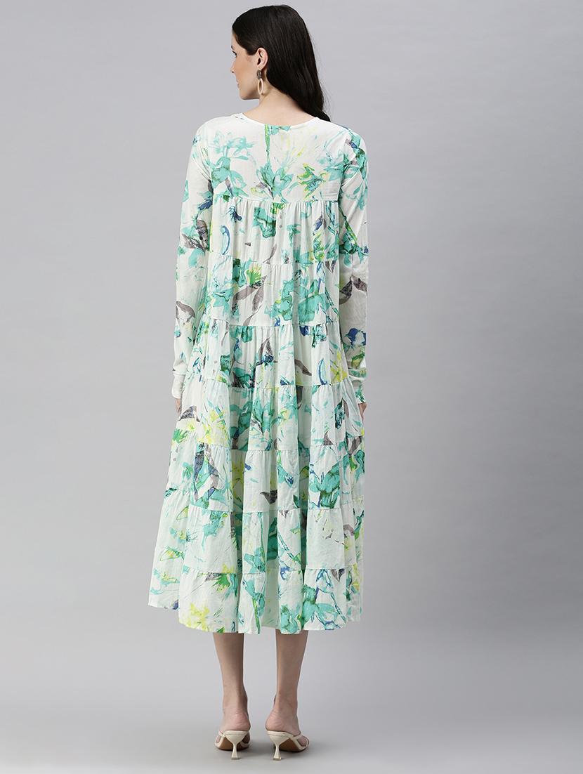 key hole neck tiered dress - 18530365 - Standard Image - 2
