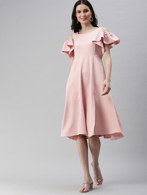 women's fit & flare solid dress - 18530382 - Standard Image - 0