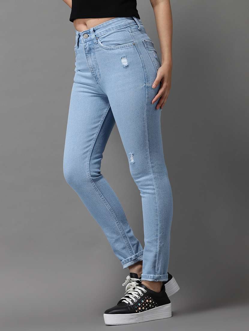women's distress slim fit jeans - 18531065 - Standard Image - 2