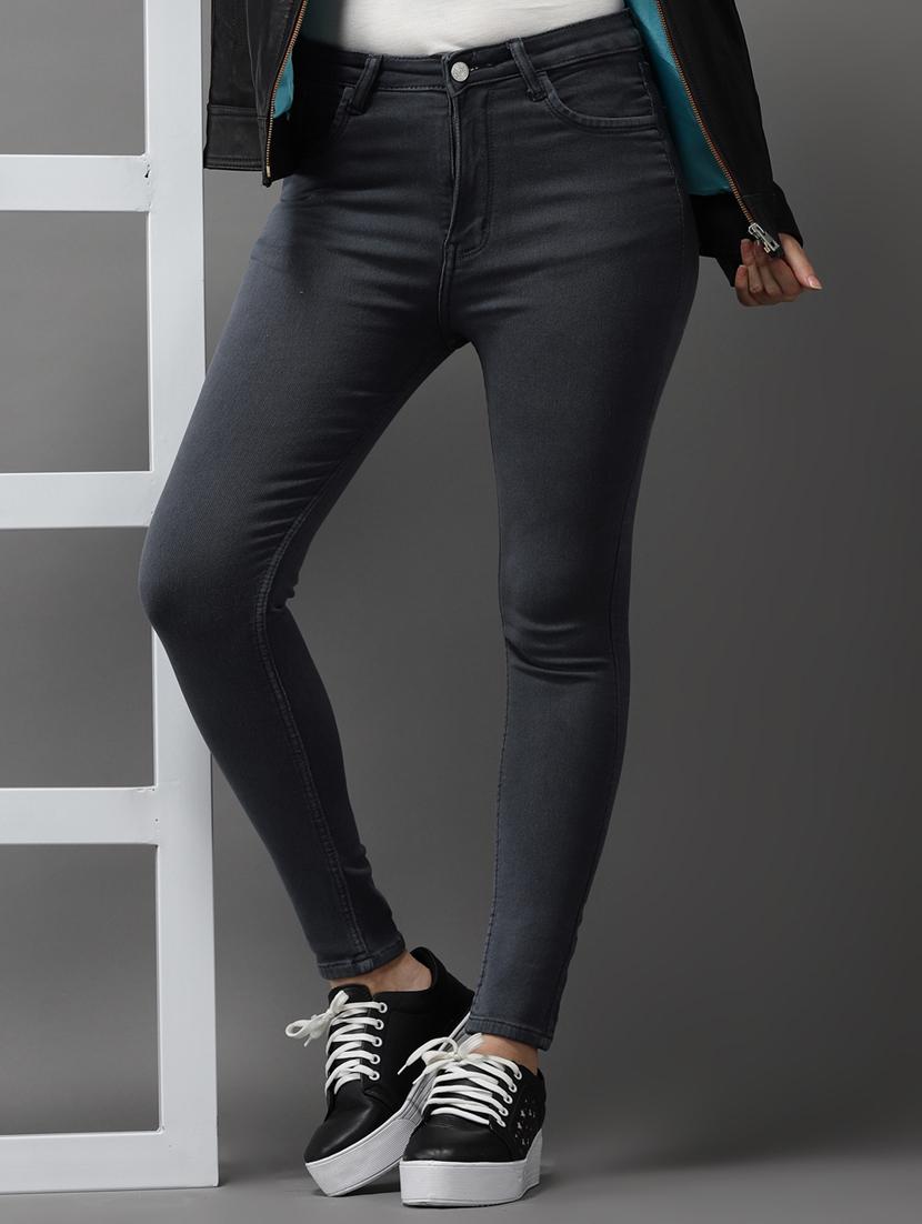 solid high rise denim jeans - 18531069 - Standard Image - 2