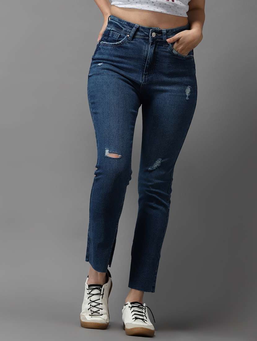 women's distress slim fit jeans