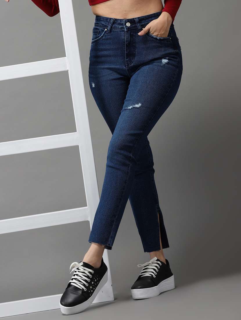 women's distress slim fit jeans - 18531073 - Standard Image - 2