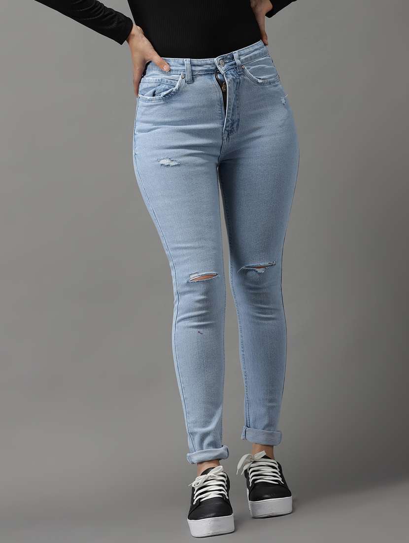 women's slash knee slim fit jeans