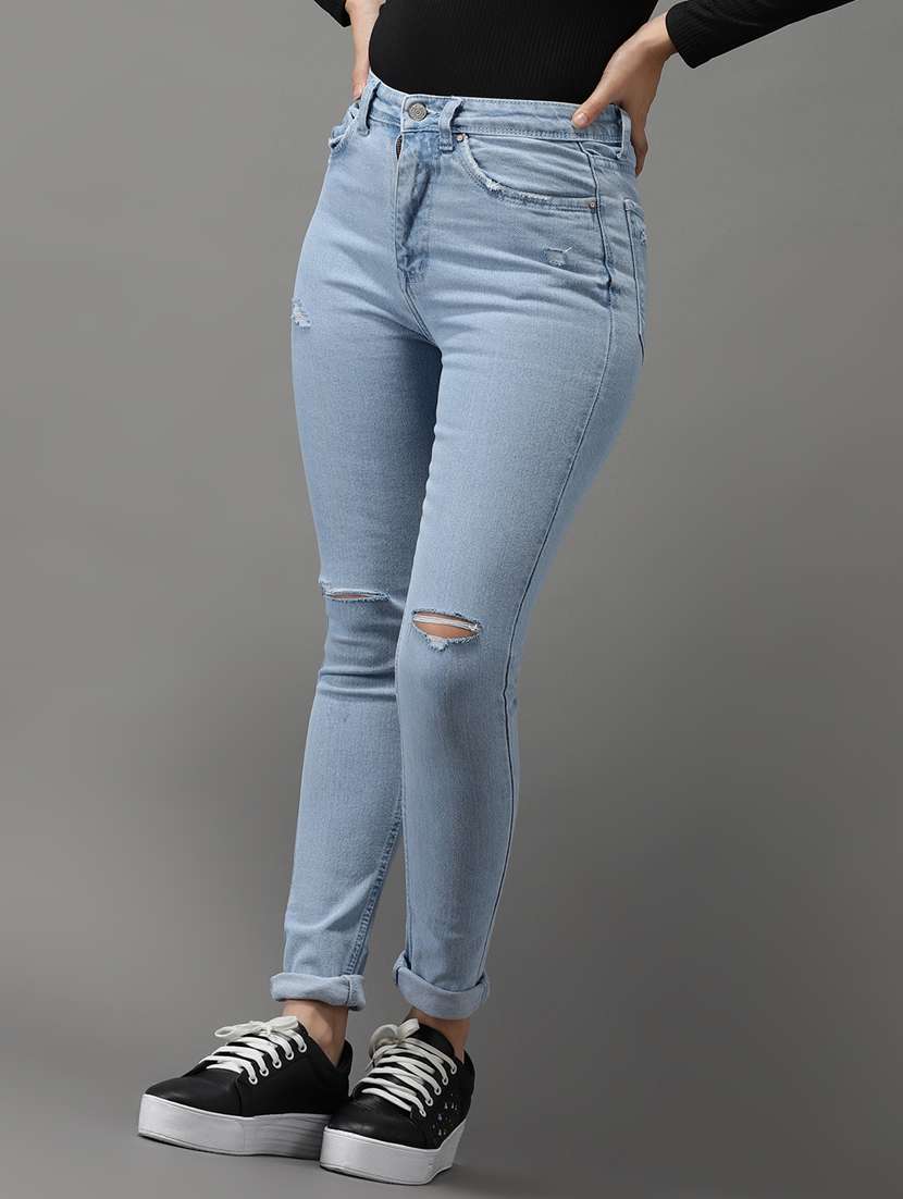 women's slash knee slim fit jeans - 18531075 - Standard Image - 2
