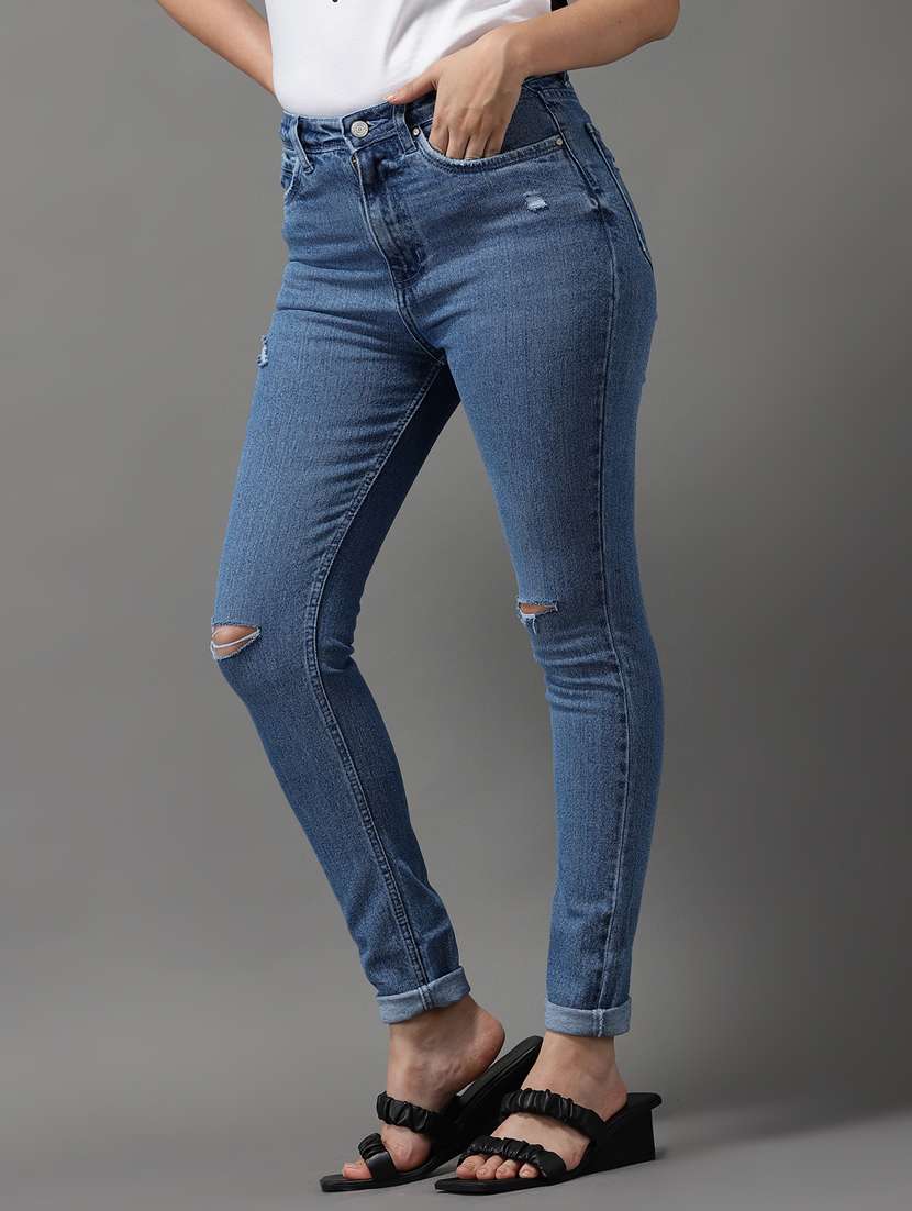 women's slash knee slim fit jeans - 18531076 -  Standard Image - 2