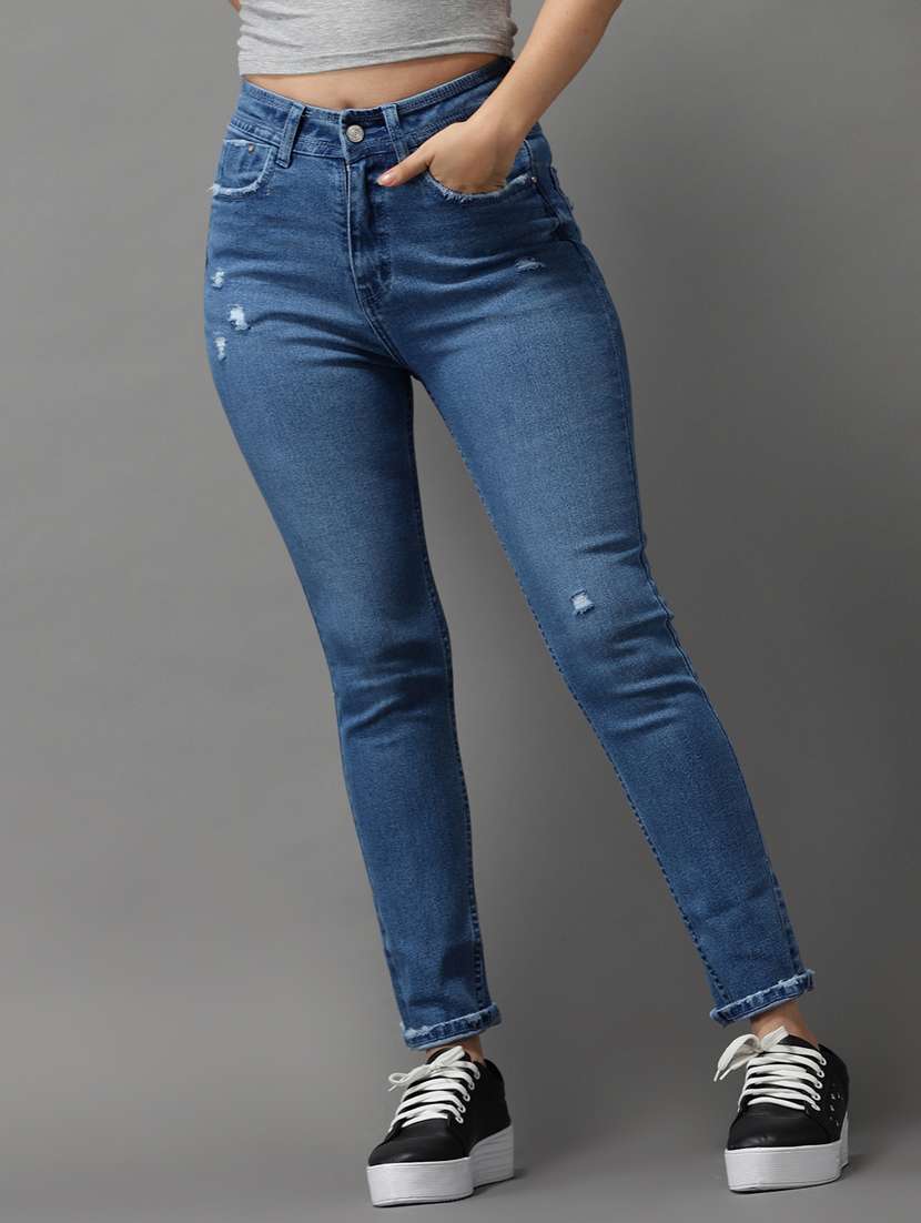 women's distress slim fit jeans