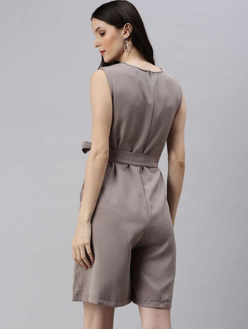 tie front solid romper - 18531239 -  Standard Image - 2