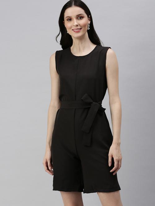 tie front solid romper - 18531241 - Standard Image - 0