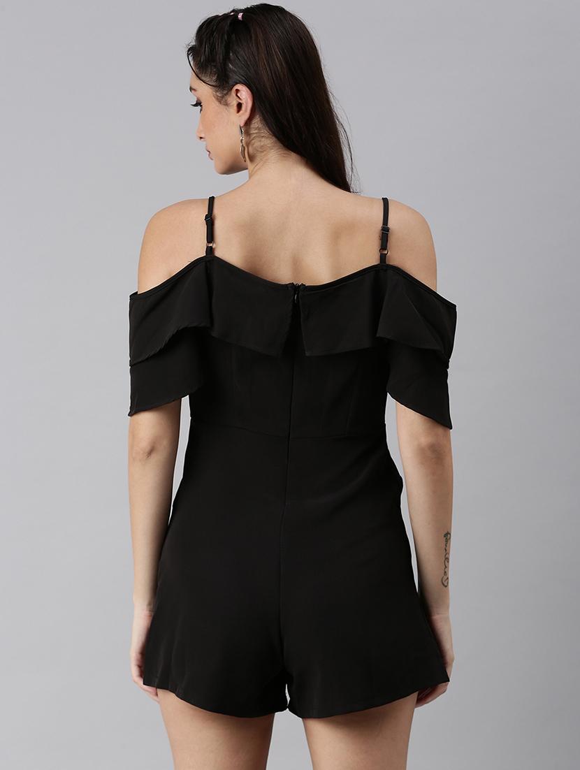 cold shoulder solid romper - 18531242 - Standard Image - 2