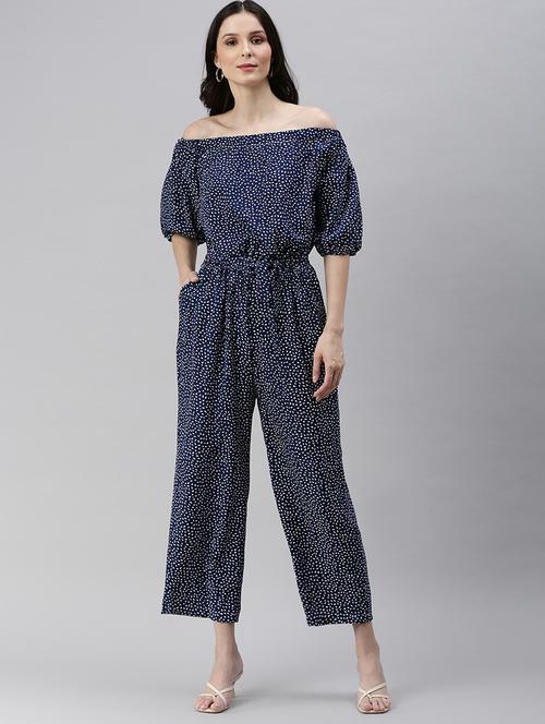 off shoulder printed jumpsuit - 18531249 - Standard Image - 0