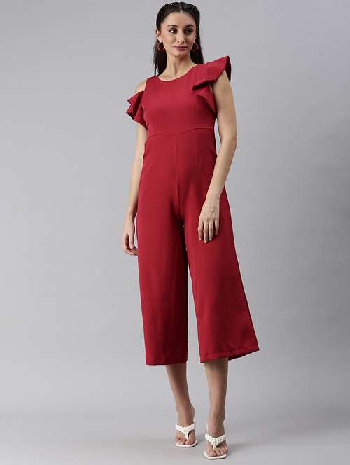 ruffle detail solid jumpsuit - 18531251 - Standard Image - 0