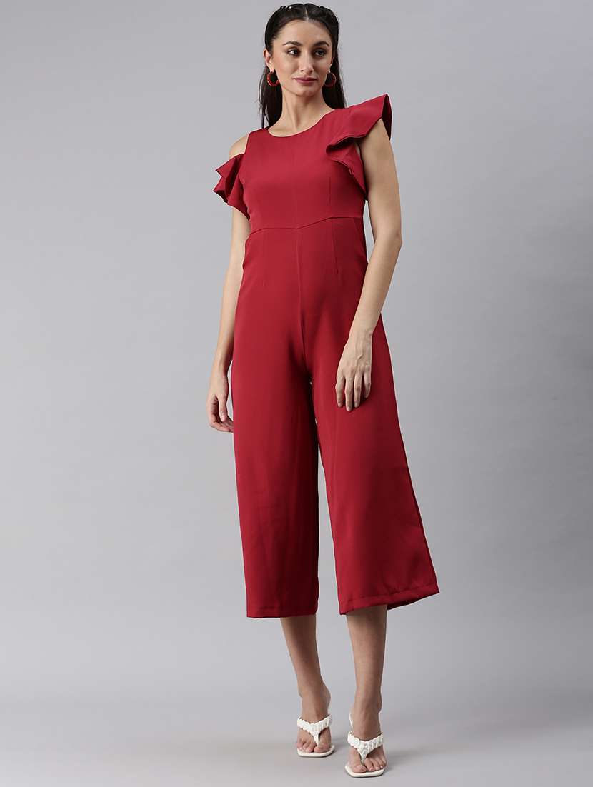 ruffle detail solid jumpsuit - 18531251 - Zoom Image - 0