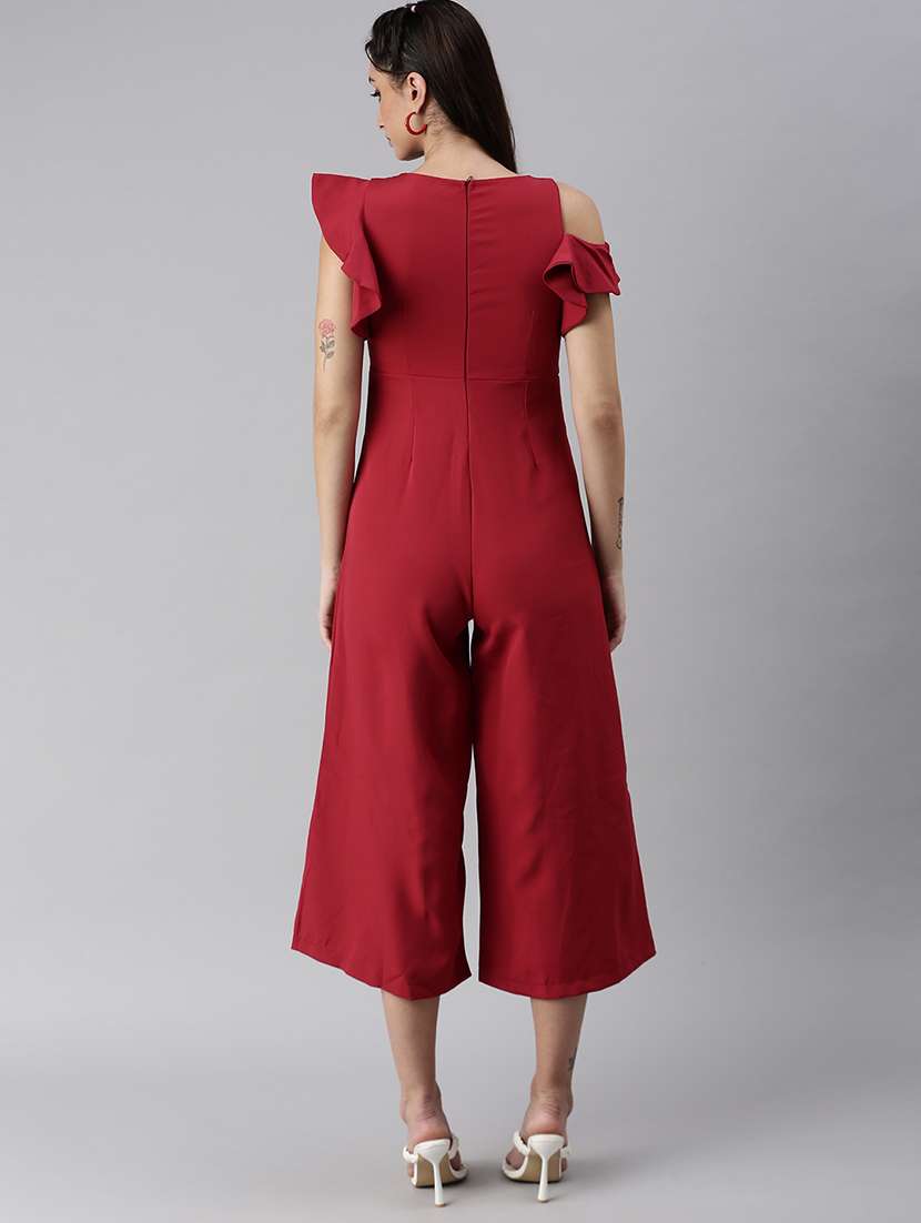 ruffle detail solid jumpsuit - 18531251 - Standard Image - 2