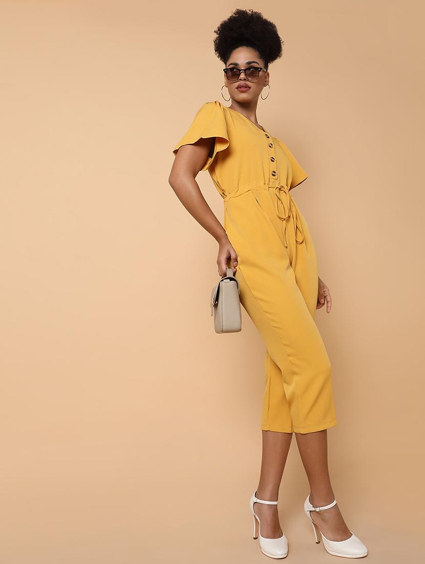 drawstring waist solid full leg jumpsuit - 18531255 - Standard Image - 2
